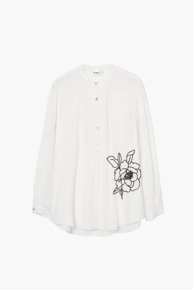 Shirts And Blouses Women Desigual Embroidered Flower Blouse White