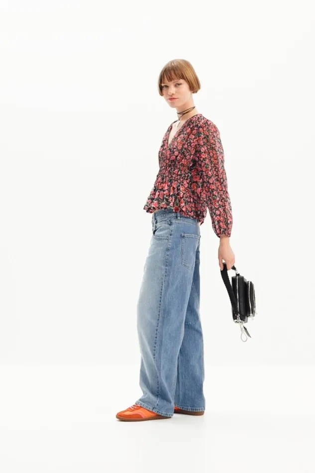 Shirts And Blouses Women Desigual Floral Plumetis Blouse Black