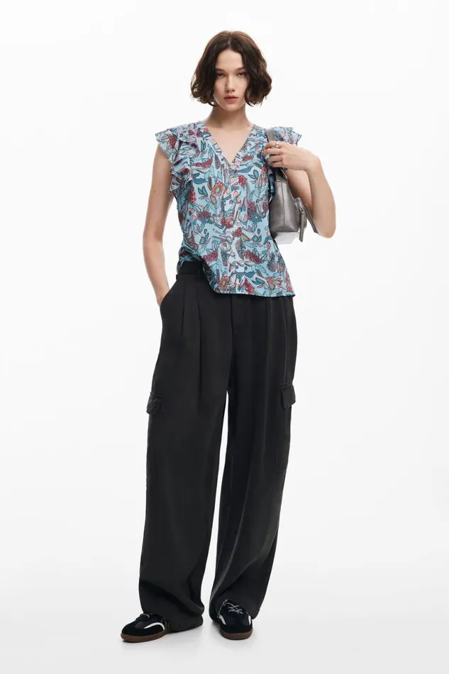 Shirts And Blouses Women Desigual Floral Print Blouse Blue