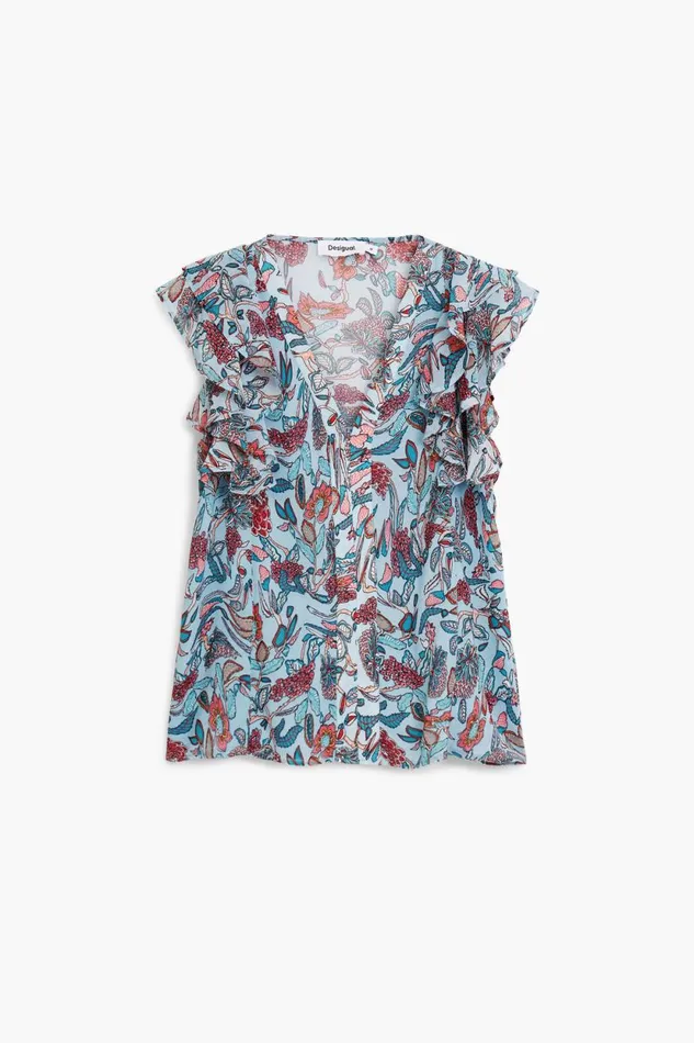 Shirts And Blouses Women Desigual Floral Print Blouse Blue