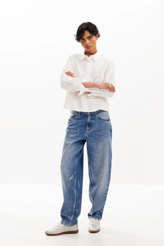 Shirts And Blouses Women Desigual Plain Shirt With Embroidery White