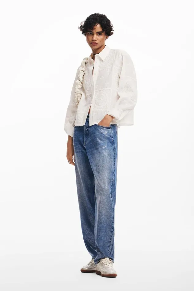 Shirts And Blouses Women Desigual Plain Shirt With Embroidery White