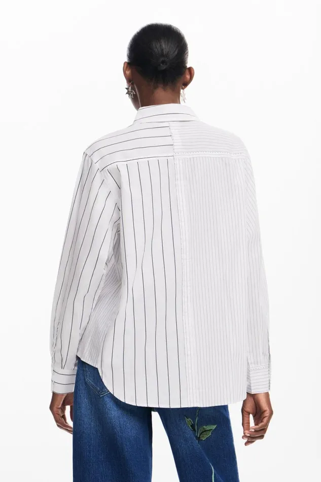 Shirts And Blouses Women Desigual Striped Shirt With Phrase White