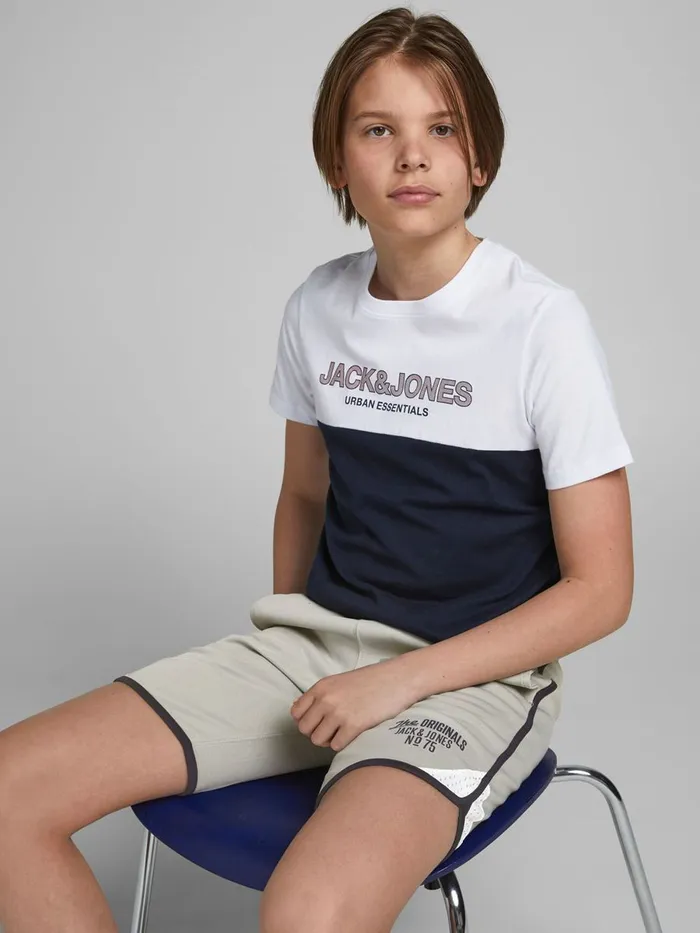 Shirts JACK and JONES Junior BOYS SWEAT SHORTS Grey Neutral Gray Cheap On Sale