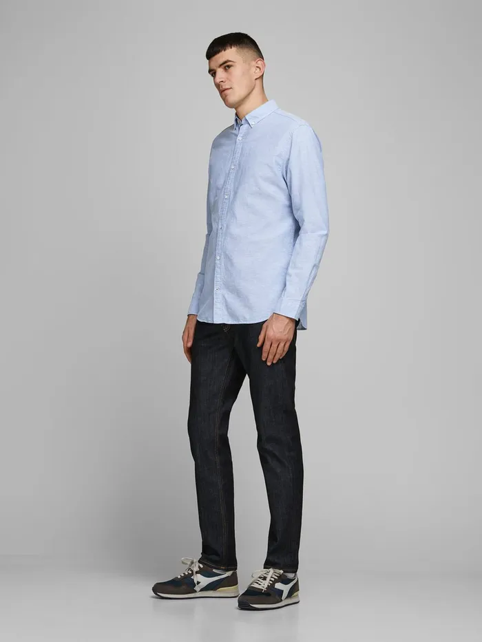 Shirts JACK and JONES Mens BUTTONDOWN LINEN SHIRT Blue Infinity For Sale