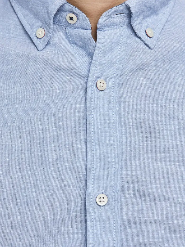 Shirts JACK and JONES Mens BUTTONDOWN LINEN SHIRT Blue Infinity For Sale