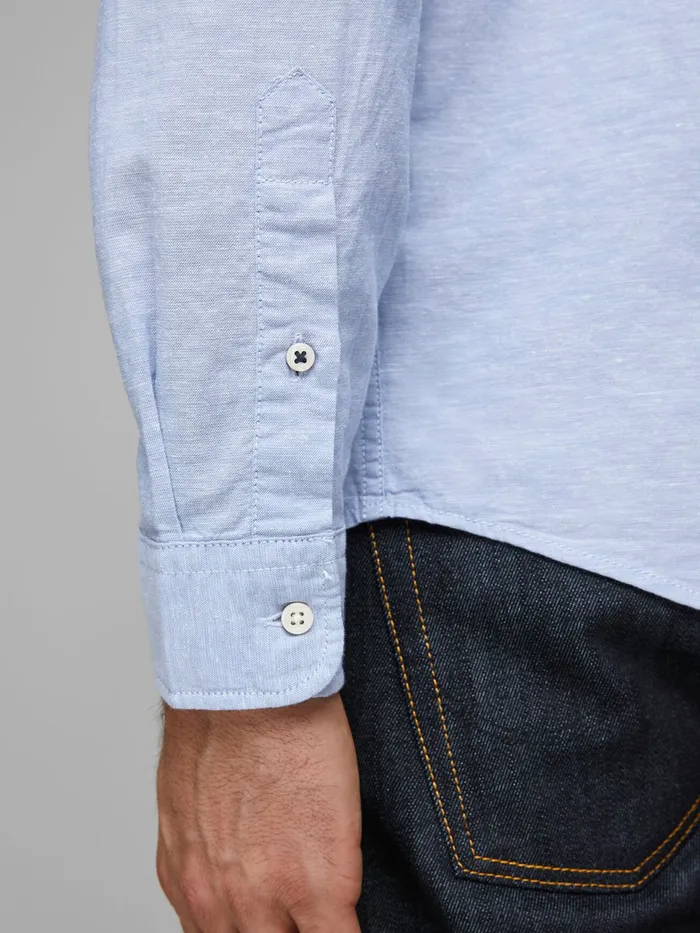 Shirts JACK and JONES Mens BUTTONDOWN LINEN SHIRT Blue Infinity For Sale
