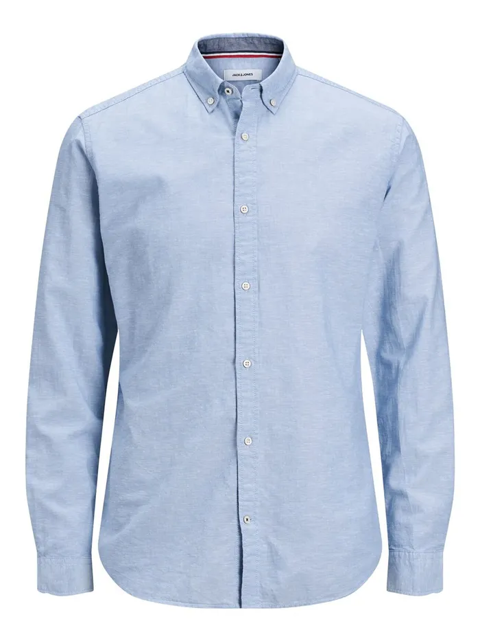 Shirts JACK and JONES Mens BUTTONDOWN LINEN SHIRT Blue Infinity For Sale