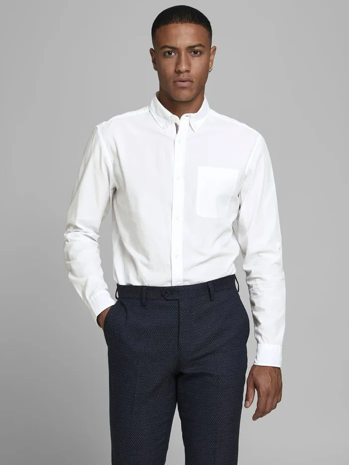 Shirts JACK and JONES Mens BUTTONDOWN POPLIN SHIRT White White Online