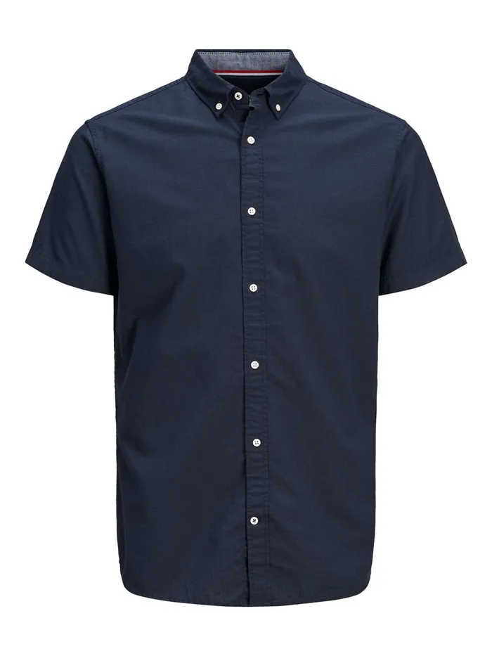 Shirts JACK and JONES Mens BUTTONDOWN SHORT SLEEVED SHIRT Blue Navy Blazer Popular