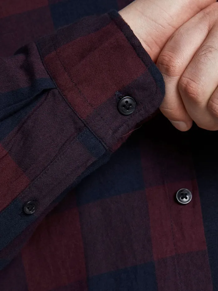 Shirts JACK and JONES Mens CHECKED PLUS SIZE SHIRT Red Port Royale On Sale