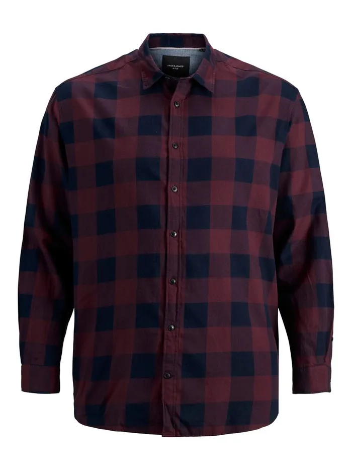 Shirts JACK and JONES Mens CHECKED PLUS SIZE SHIRT Red Port Royale On Sale