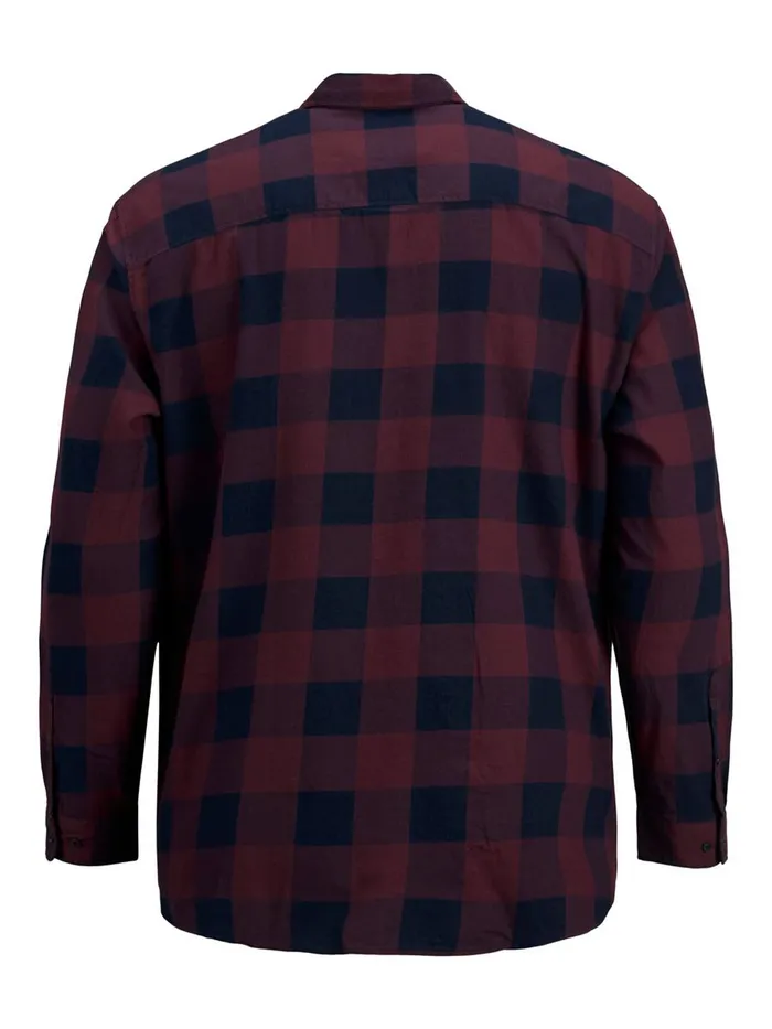 Shirts JACK and JONES Mens CHECKED PLUS SIZE SHIRT Red Port Royale On Sale