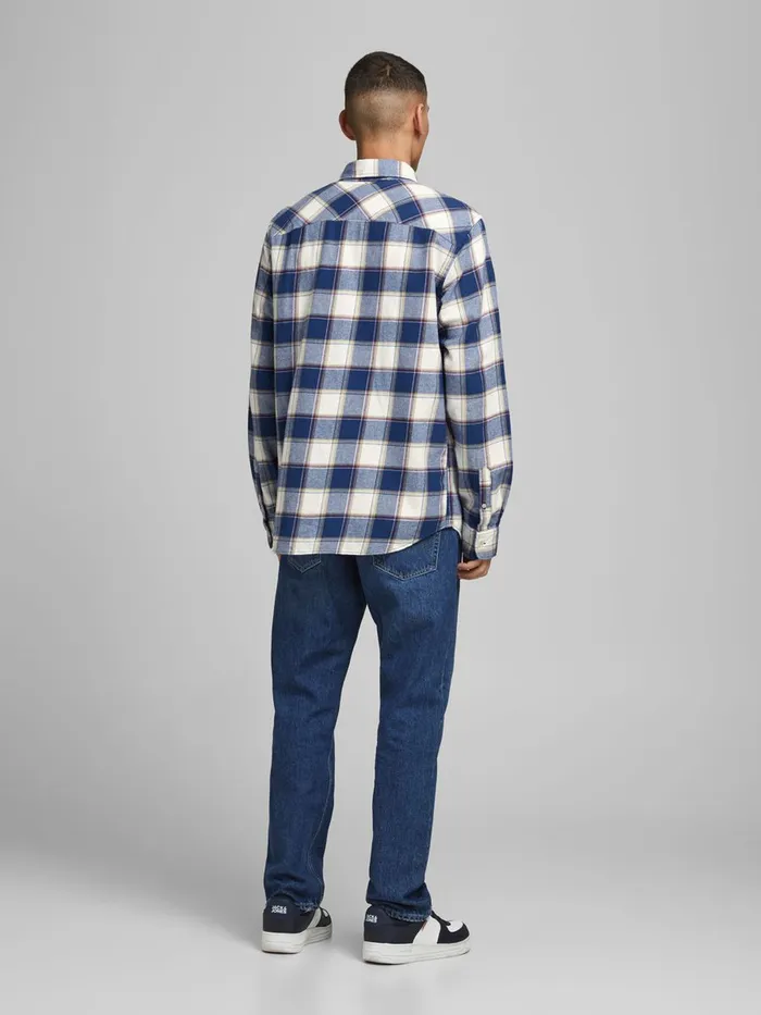 Shirts JACK and JONES Mens COMFORT FIT CHECK SHIRT Blue Cloud Dancer Popular