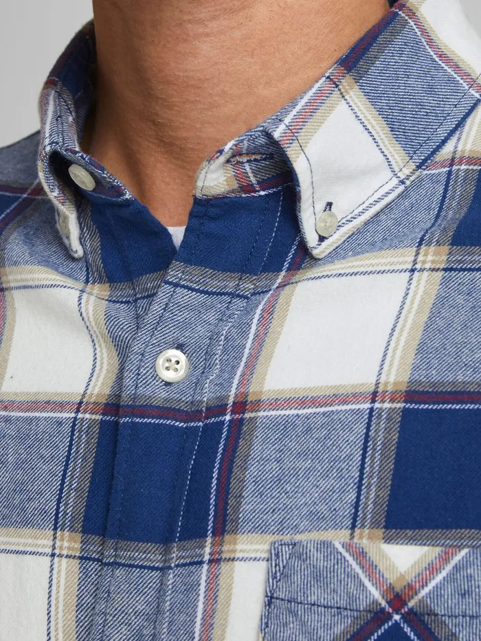 Shirts JACK and JONES Mens COMFORT FIT CHECK SHIRT Blue Cloud Dancer Popular