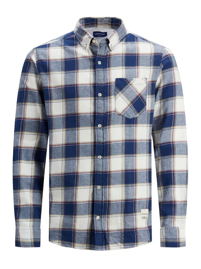 Shirts JACK and JONES Mens COMFORT FIT CHECK SHIRT Blue Cloud Dancer Popular