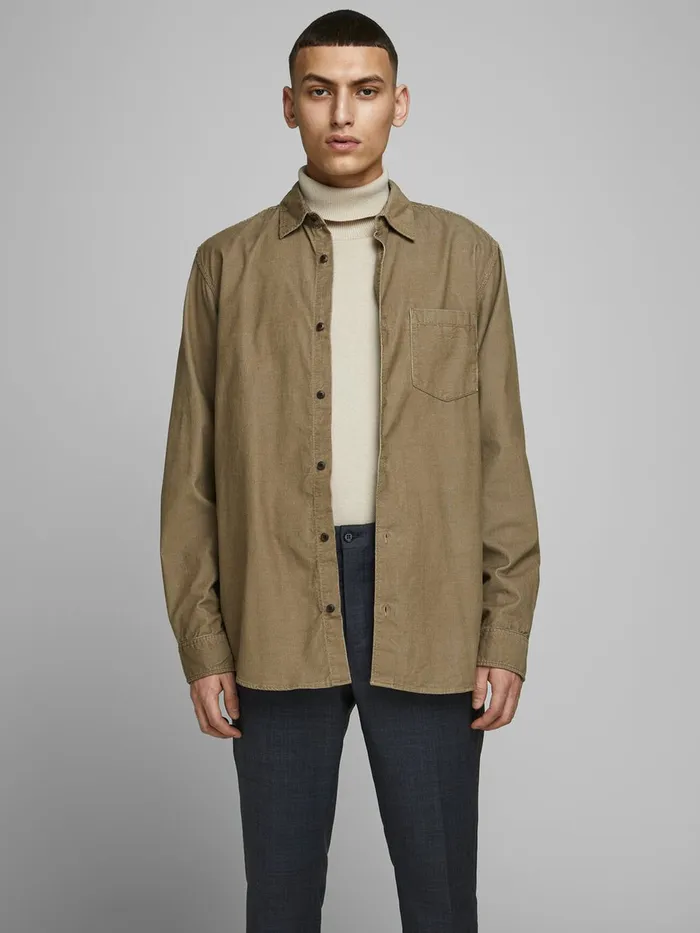 Shirts JACK and JONES Mens CORDUROY SHIRT Brown Sepia Tint Popular