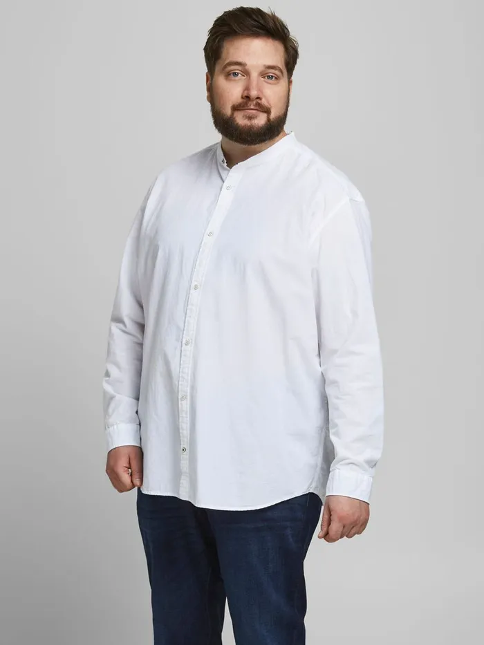 Shirts JACK and JONES Mens POPLIN MANDARIN COLLAR PLUS SIZE SHIRT White White For Sale Shirts JACK and JONES Mens POPLIN MANDARIN COLLAR PLUS SIZE SHIRT White White For Sale