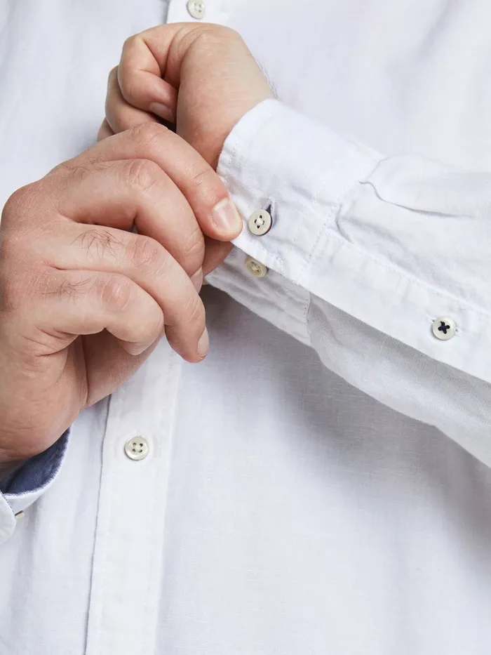 Shirts JACK and JONES Mens POPLIN MANDARIN COLLAR PLUS SIZE SHIRT White White For Sale