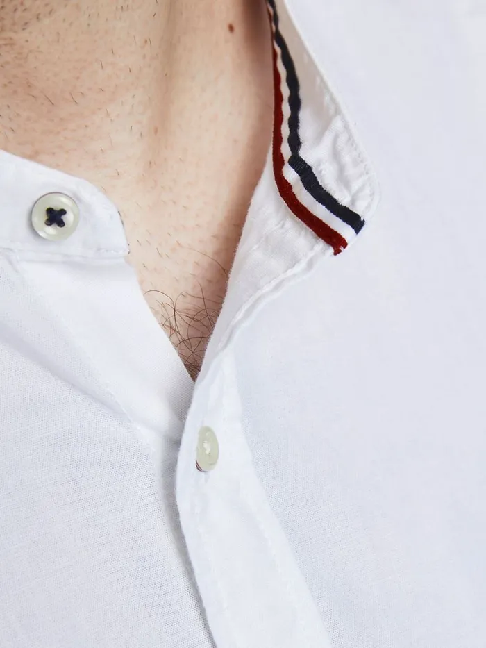 Shirts JACK and JONES Mens POPLIN MANDARIN COLLAR PLUS SIZE SHIRT White White For Sale