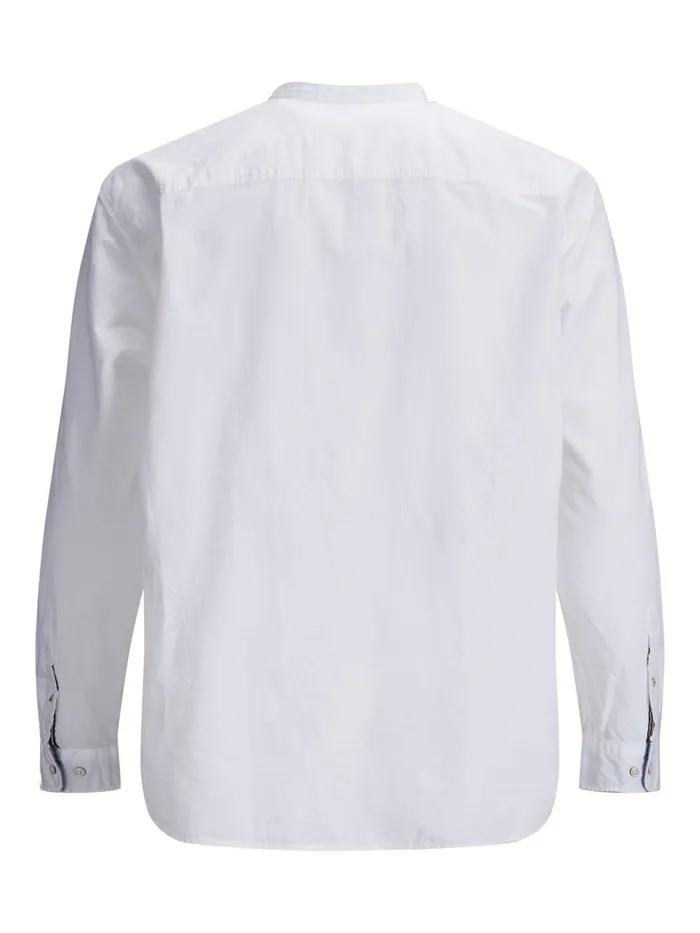 Shirts JACK and JONES Mens POPLIN MANDARIN COLLAR PLUS SIZE SHIRT White White For Sale