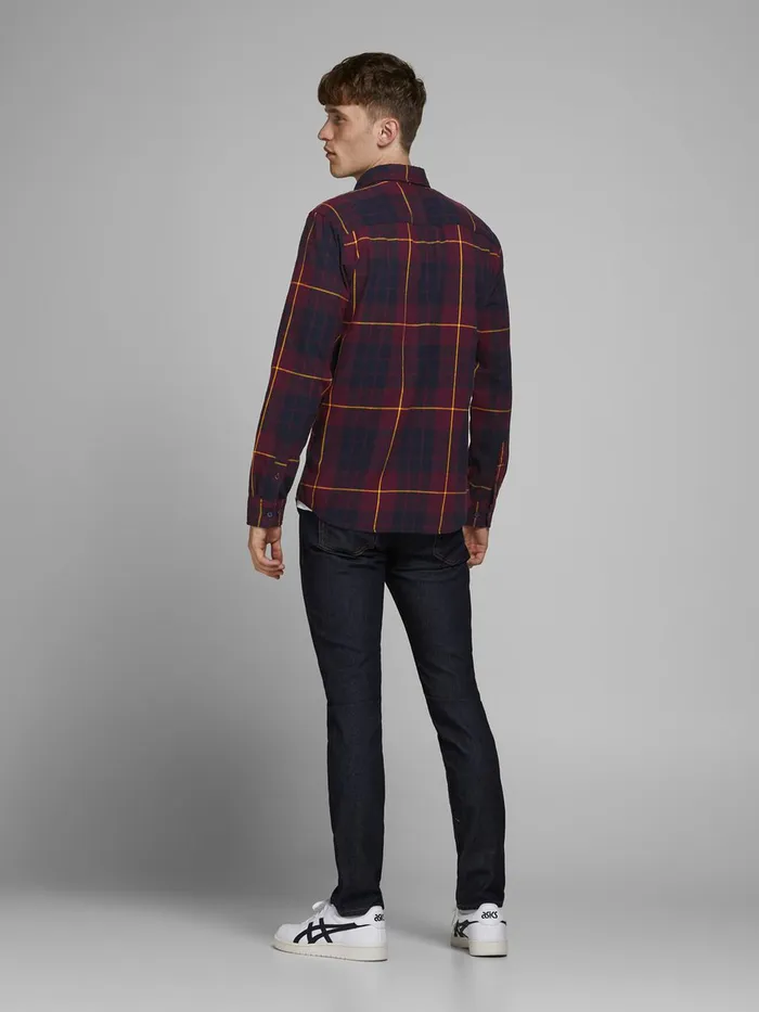 Shirts JACK and JONES Mens SLIM FIT POPLIN SHIRT Red Fig Gift Ideas