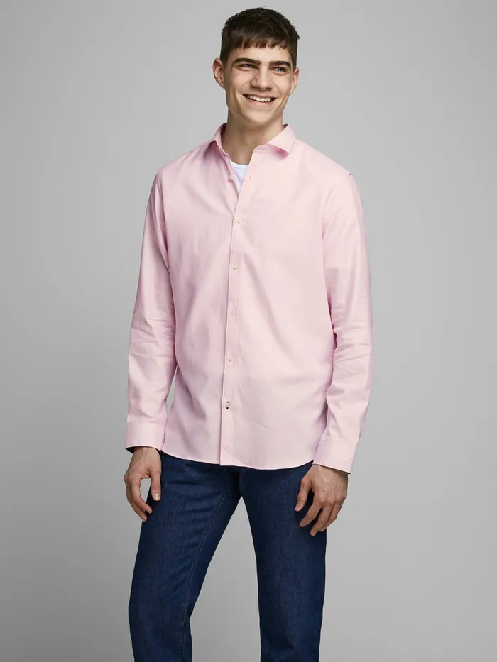 Shirts JACK and JONES Mens SLIM FIT SHIRT Pastel Prism Pink Cheap On Sale