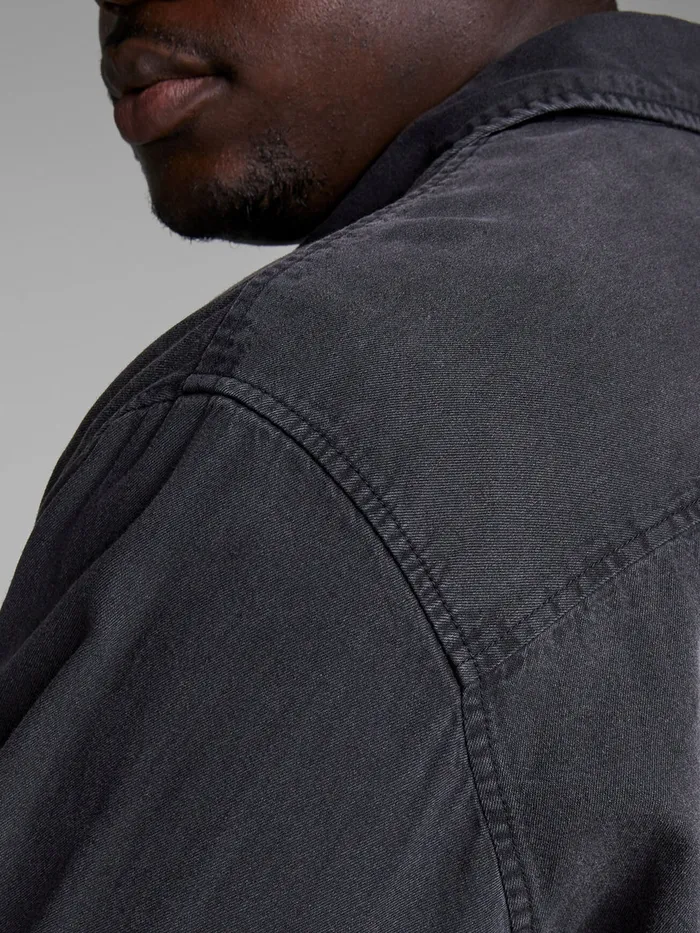 Shirts JACK and JONES Mens WESTERN STYLE PLUS SIZE SHIRT Grey Black Denim On Sale