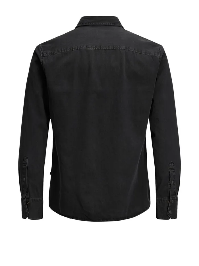 Shirts JACK and JONES Mens WESTERN STYLE PLUS SIZE SHIRT Grey Black Denim On Sale