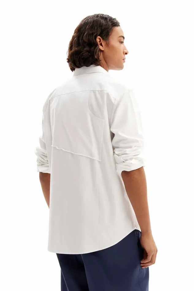 Shirts Men Desigual Patchwork Poplin Shirt White
