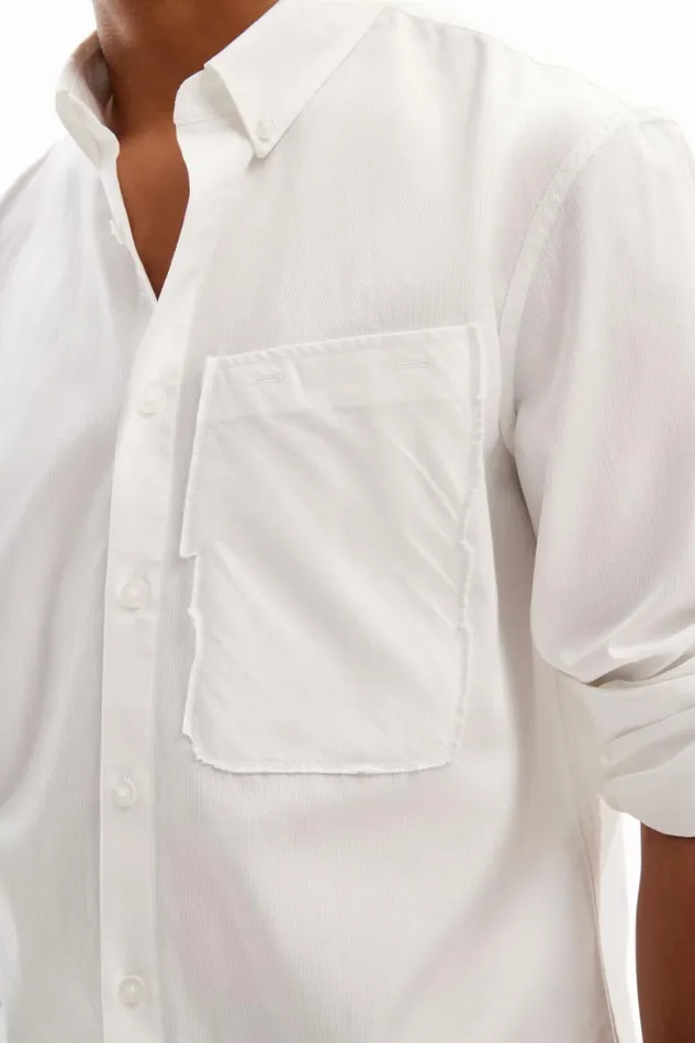 Shirts Men Desigual Patchwork Poplin Shirt White
