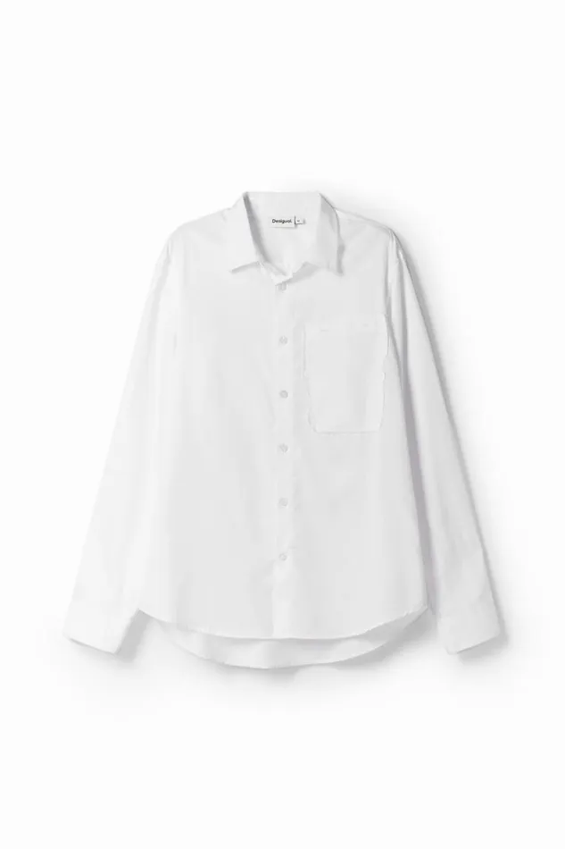 Shirts Men Desigual Patchwork Poplin Shirt White