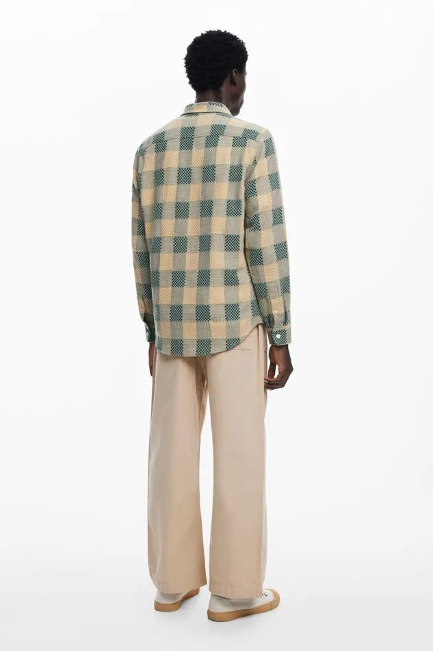 Shirts Men Desigual Plaid Shirt Yellow