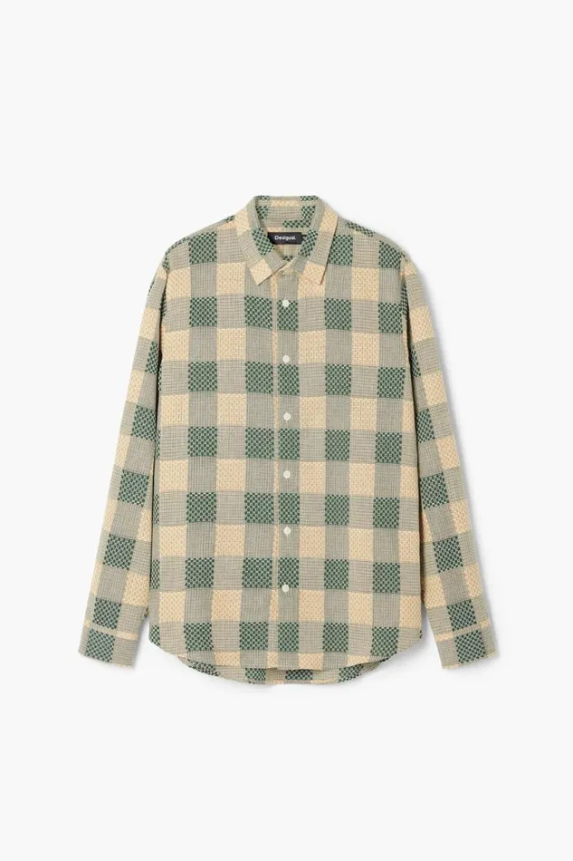 Shirts Men Desigual Plaid Shirt Yellow