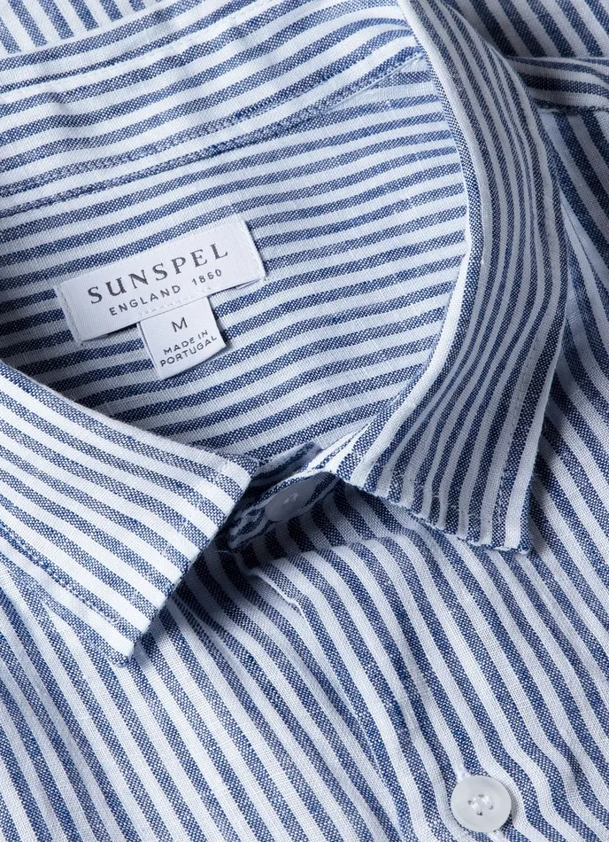 Shirts Short Sleeve Linen Shirt NavyWhite Stripe 8211 ussunspel Men Shirts Short Sleeve Linen Shirt NavyWhite Stripe 8211 ussunspel Men