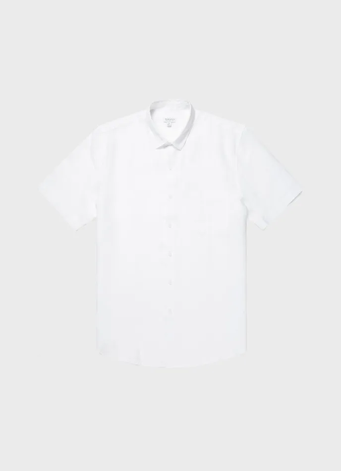 Shirts Short Sleeve Linen Shirt White ussunspel Men