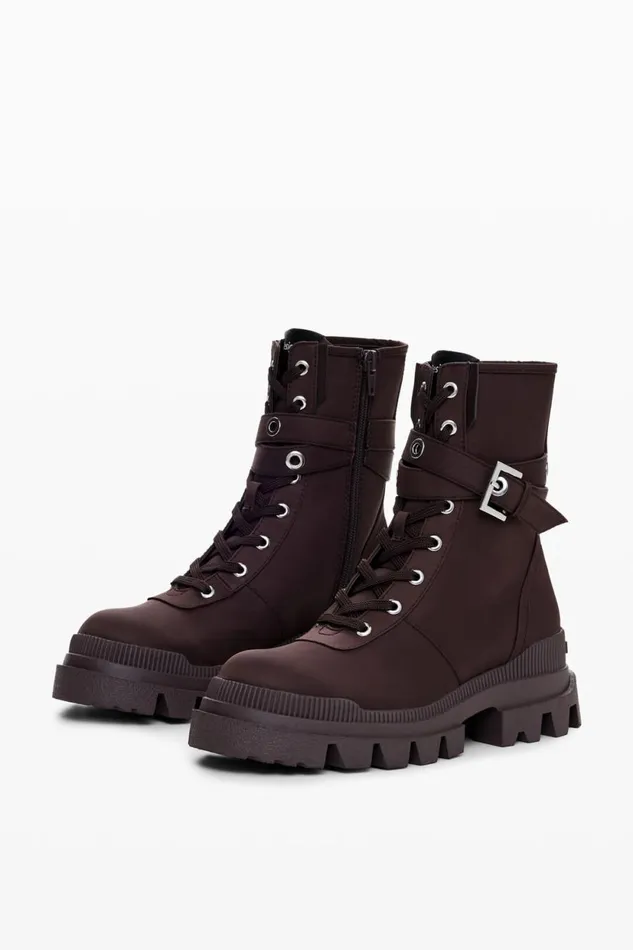 Shoes Women Desigual Combat Boot Brown
