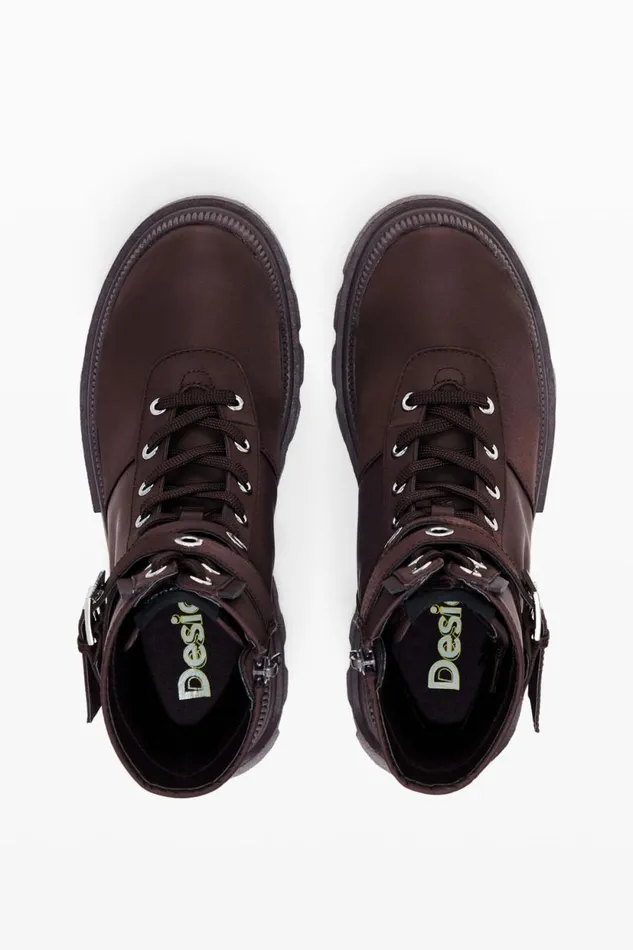 Shoes Women Desigual Combat Boot Brown