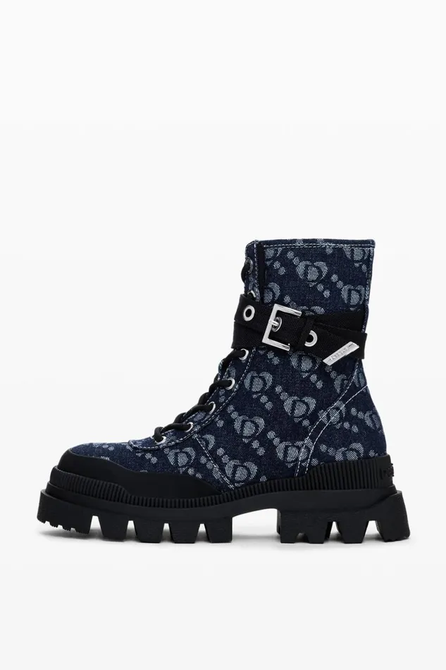 Shoes Women Desigual Denim Trucker Boot Blue