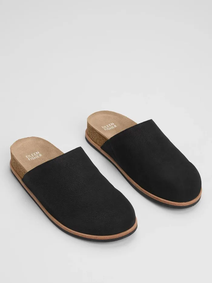 Shoes Women Eileen Fisher Bios Tumbled Nubuck Mule Blacknatural