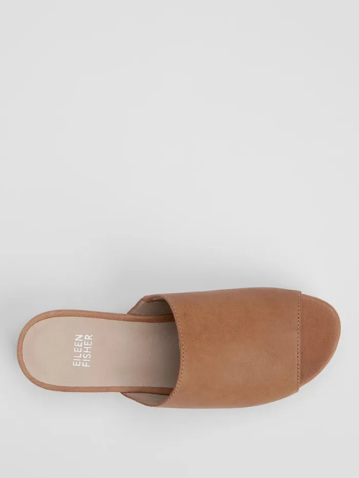 Shoes Women Eileen Fisher Novel Tumbled Leather Wedge Sandal Cognac