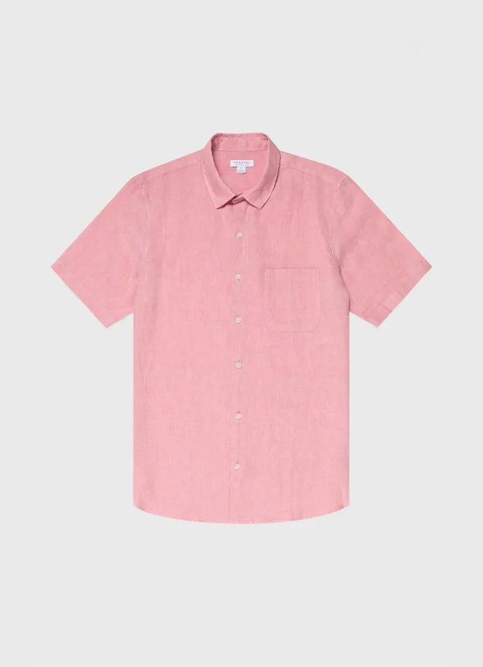 Short Sleeve Linen Shirt Shell Pink Men SUNSPEL Shirts