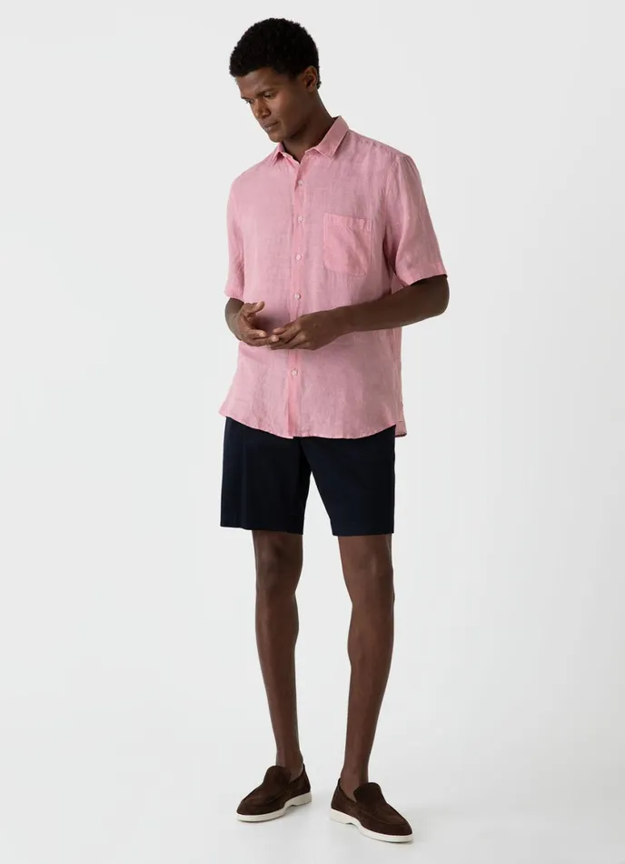 Short Sleeve Linen Shirt Shell Pink Men SUNSPEL Shirts