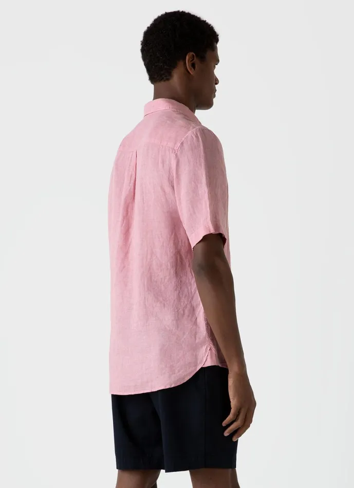 Short Sleeve Linen Shirt Shell Pink Men SUNSPEL Shirts