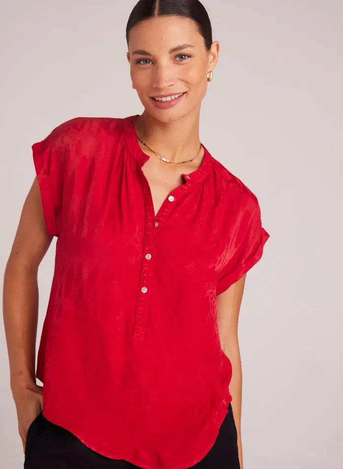 Short Sleeve Women Bella Dahl Cap Sleeve Henley 8211 Summer Rouge