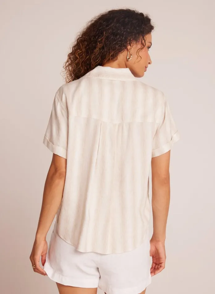 Short Sleeve Women Bella Dahl Cuffed Short Sleeve Shirt 8211 Playa Sand Stripe Short Sleeve Women Bella Dahl Cuffed Short Sleeve Shirt 8211 Playa Sand Stripe
