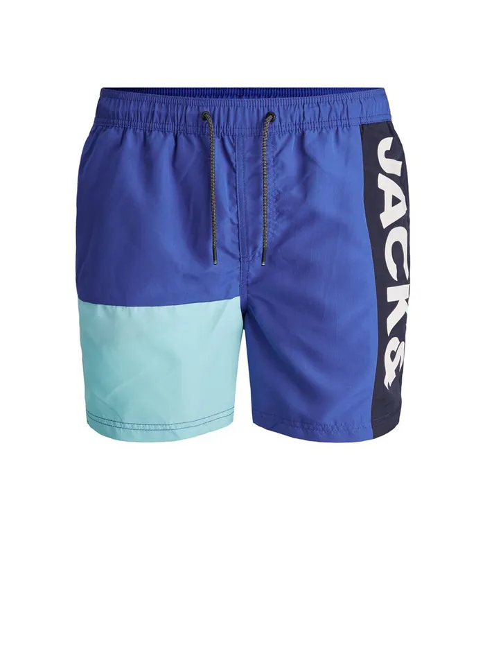 Shorts JACK and JONES Mens COLOUR BLOCK RECYCLED POLYESTER SWIM SHORTS Blue Surf the Web On Sale