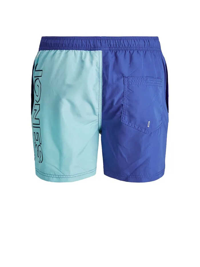Shorts JACK and JONES Mens COLOUR BLOCK RECYCLED POLYESTER SWIM SHORTS Blue Surf the Web On Sale