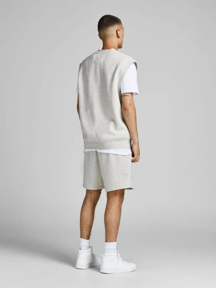 Shorts JACK and JONES Mens LOOPBACK EMBROIDERY SWEAT SHORTS Grey White Melange For Sale