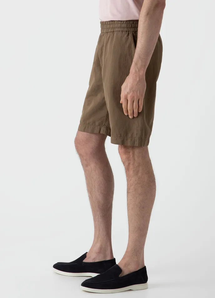 Shorts Men Cotton Linen Drawstring Shorts Dark Tan ussunspel Shorts Men Cotton Linen Drawstring Shorts Dark Tan ussunspel